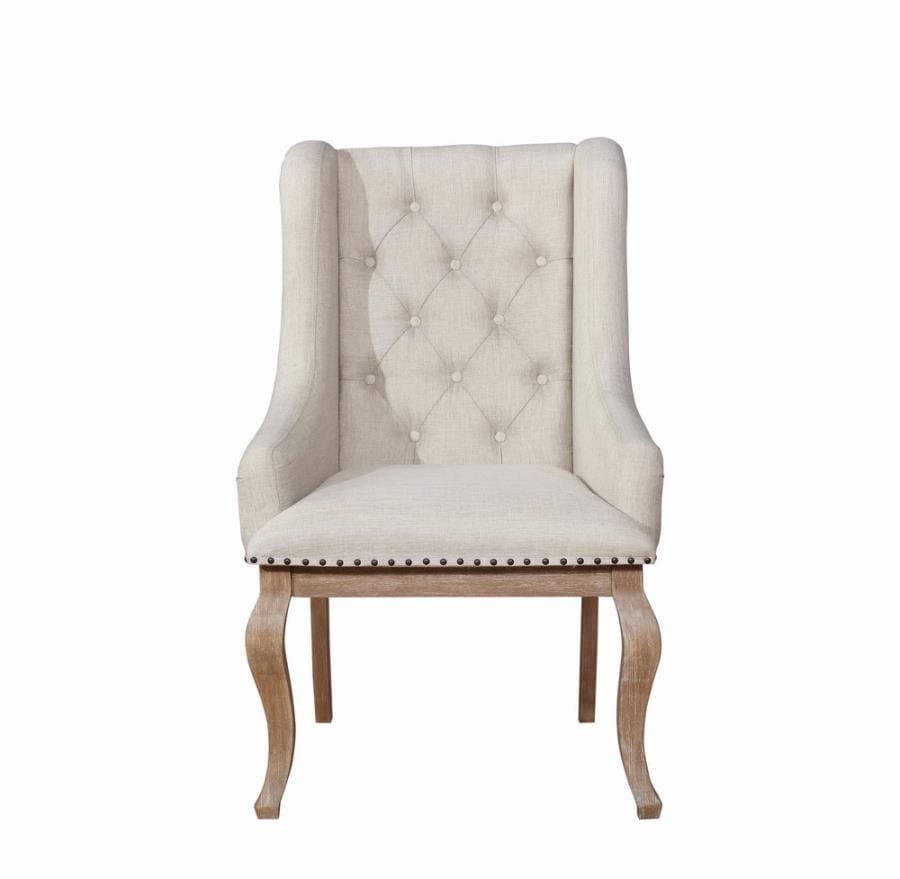 Tufted Arm Chairs in Cream And Barley Brown (Set Of 2) - HER Home Design Boutique